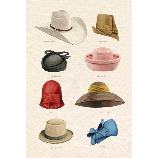 Vintage Hats I by Grace Popp - Wrapped Canvas Graphic Art Ebern Designs Size: 76cm H x 51cm W on Productcaster.