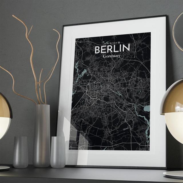 Berlin City Map In Midnight - No Frame Print Borough Wharf Size: 36cm H x 24cm W x 0.05cm D on Productcaster.