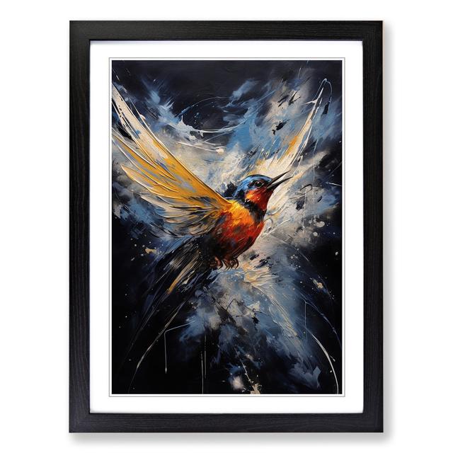 Swallow Gestural - Single Picture Frame Art Prints on Wood Marlow Home Co. Size: 64cm H x 46cm W x 2cm D, Frame Colour: Black on Productcaster.