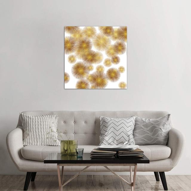 'Golden Sunbursts' Graphic Art Print on Canvas Canora Grey Size: 45.72cm H x 45.72cm W x 1.91cm D on Productcaster.