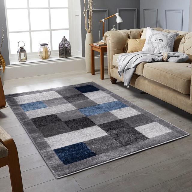 Casslyn Dhurrie Grey/Navy Rug 17 Stories Rug Size: Rectangle 120 x 170cm on Productcaster.