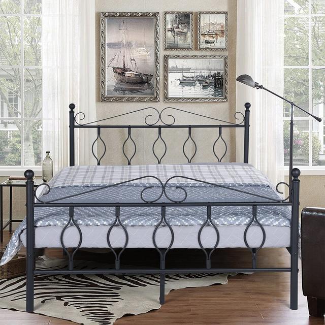 Elliot Bed Frame Blue Elephant Size: European Double (140 x 200cm), Colour: Black on Productcaster.