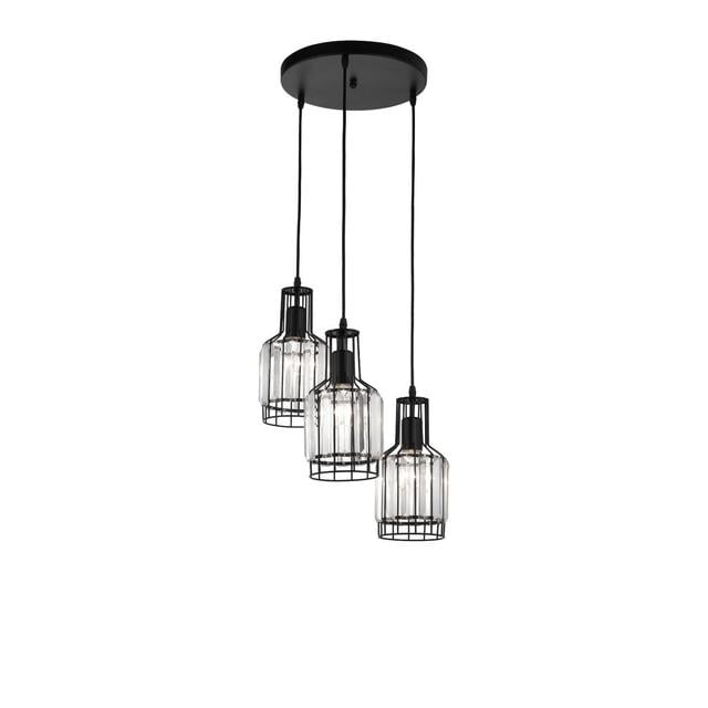 3-Light Crystal Pendant Light in Black with Shade by Ebern Designs on Productcaster.