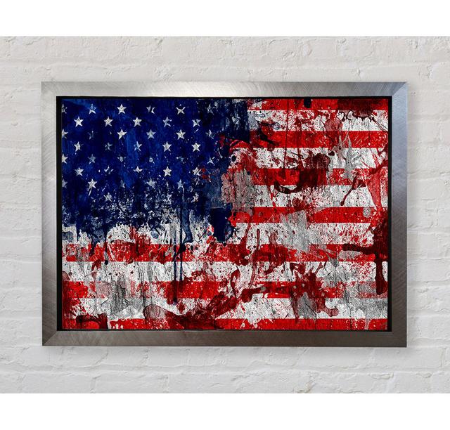 Usa American Flag Grunge - Print Borough Wharf Size: 59.7cm H x 84.1cm W x 3.4cm D on Productcaster.