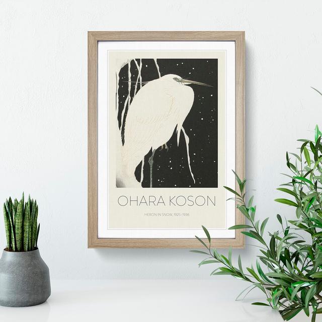 Heron in the Snow by Ohara Koson - Picture Frame Art Prints East Urban Home Frame Option: Oak Framed, Size: 36cm H x 27cm W x 2cm D on Productcaster.