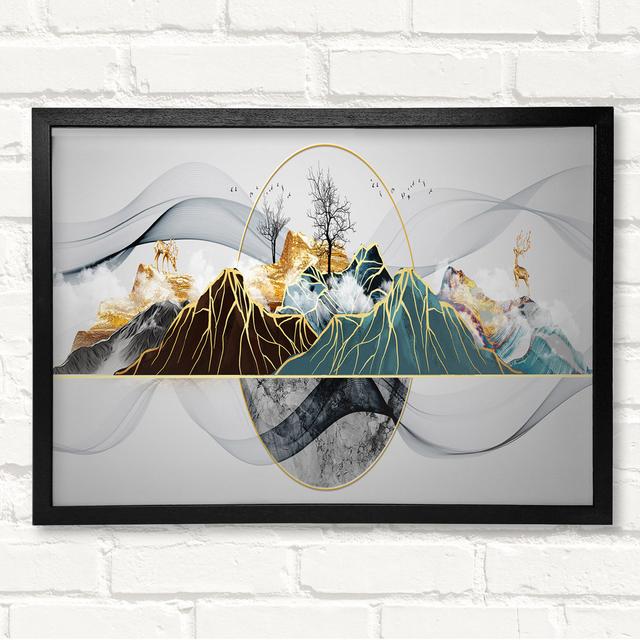 Gold Line Mountain Framed Print Alpen Home Size: 42cm H x 59.7cm W on Productcaster.