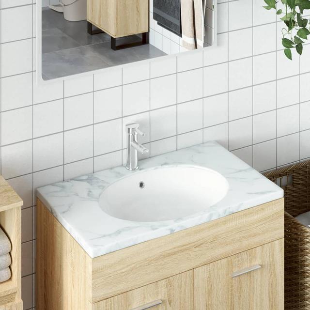 Vidaxl Waschbecken Weiß 56X41x20 Cm Oval Keramik Belfry Bathroom Größe: 21 cm H x 47 cm L x 39 cm B on Productcaster.