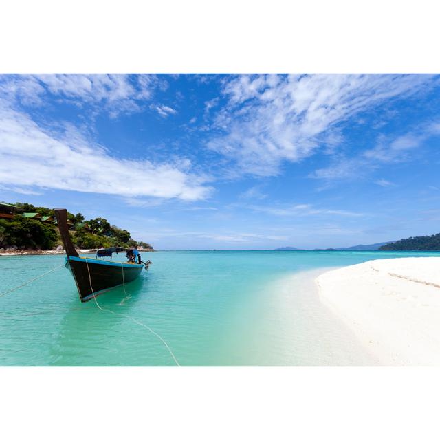 Longtail Boat And White Sand Beach - Wrapped Canvas Art Prints Breakwater Bay Size: 20cm H x 30cm W x 3.8cm D on Productcaster.