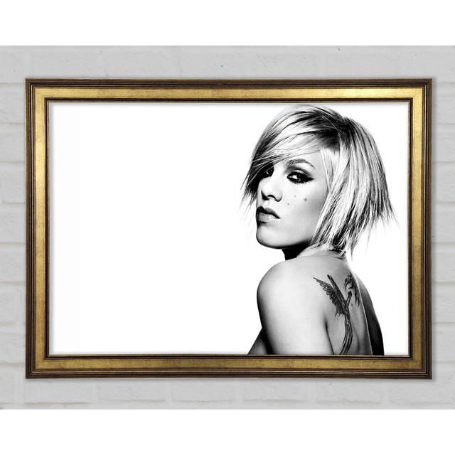 Pink Tattoo B N W - Print Ebern Designs Size: 59.7cm H x 84.1cm W on Productcaster.