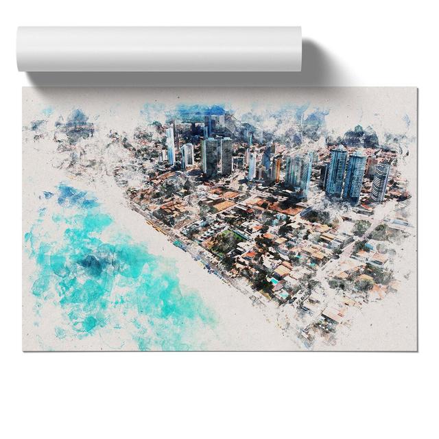 Skyline Of Ponta Negra In Brazil - No Frame Print East Urban Home Size: 30cm H x 42cm W x 0.1cm D on Productcaster.