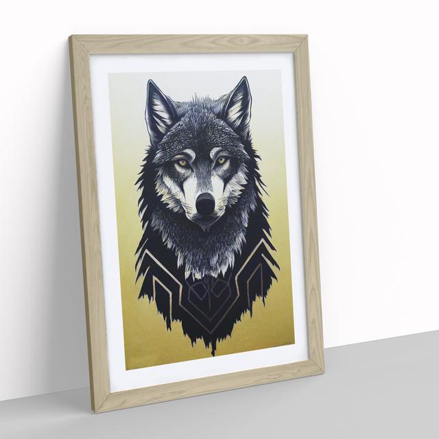 Unique Wolf Art No.4 - Picture Frame Graphic Art Alpen Home Size: 64cm H x 46cm W x 2cm D, Frame Colour: Oak on Productcaster.