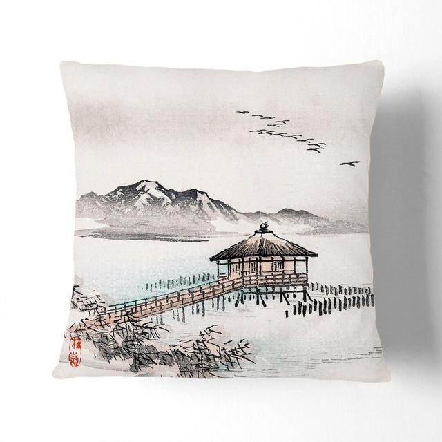 Cottage by the Sea by Kono Bairei Cushion with Filling East Urban Home Size: 40cm H x 40cm W x 15cm D on Productcaster.