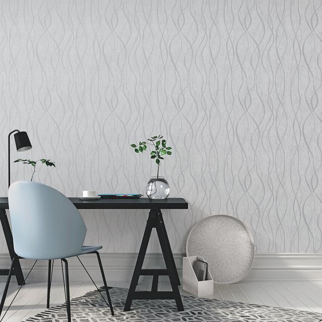 Robbin 10m x 53cm Textured Metallic Finish Non-pasted Wallpaper Roll Corrigan Studio Colour: Grey/ Silver on Productcaster.