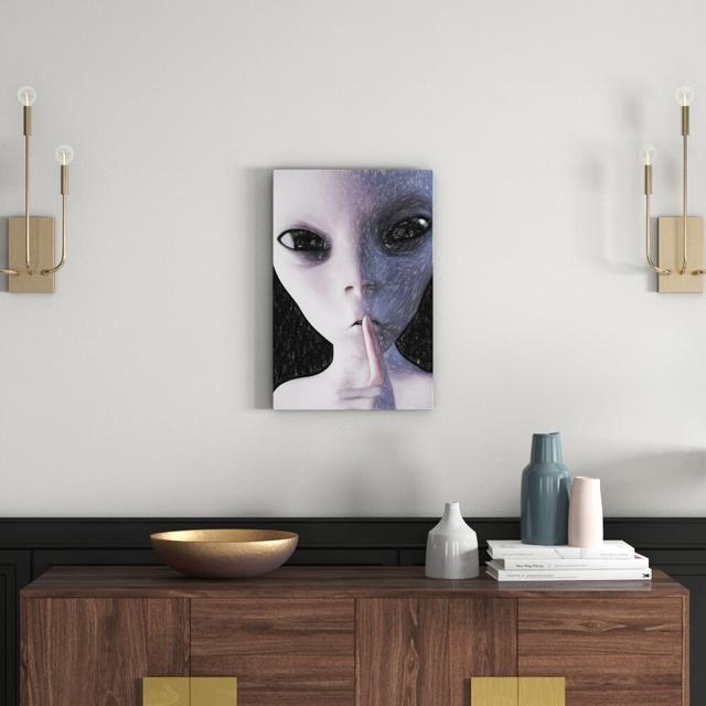 Aliens Don't Talk Graphic Art Print auf Leinwand East Urban Home Größe: 60 cm H x 40 cm B x 1,8 cm T, Farbe: Schwarz/Weiß on Productcaster.