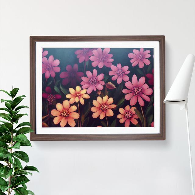 Tremendous Flowers - Picture Frame Painting Marlow Home Co. Frame Colour: Walnut, Size: 46cm H x 64cm W x 2cm D on Productcaster.