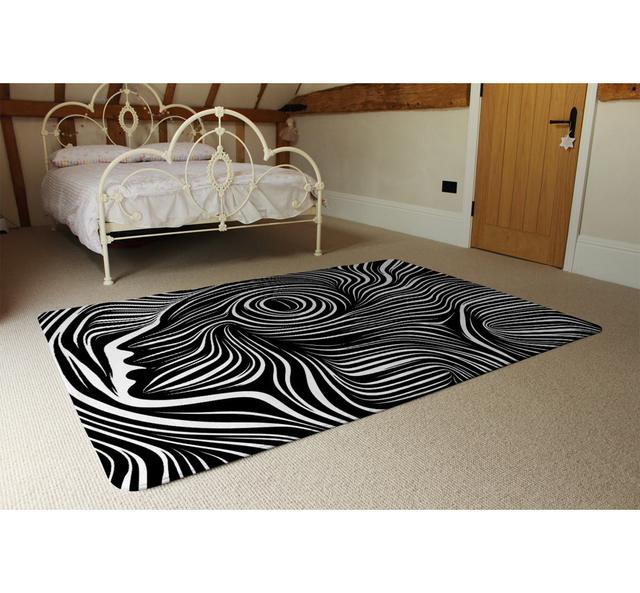 Jaizen Human Soul Shaggy White/Black Rug East Urban Home Rug Size: Rectangle 160 x 230cm on Productcaster.