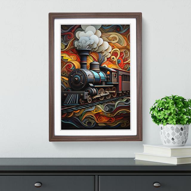 Steam Train Geometric - Single Picture Frame Art Prints on Wood Borough Wharf Format: Walnut, Size: 64" H x 46" W x 2" D on Productcaster.