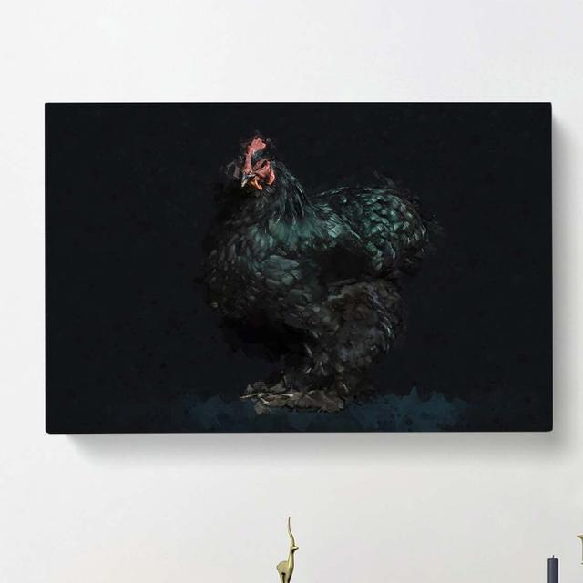 Black Rooster In Abstract - Wrapped Canvas Print East Urban Home Size: 60cm H x 91cm W x 3cm D on Productcaster.