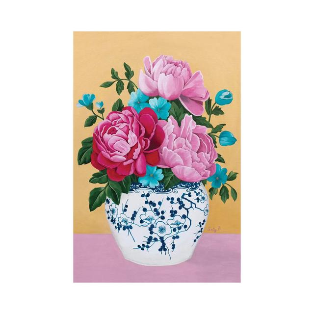 Chinoiserie Vase And Peony - Wrapped Canvas Painting Rosdorf Park Size: 45.72cm H x 45.72cm W on Productcaster.