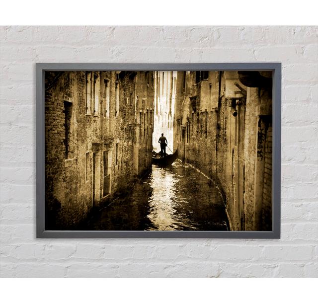 Venice Waterways - Print Brayden Studio Size: 100cm H x 141.4cm W x 3.3cm D, Format: Dark Gray Framed Canvas on Productcaster.