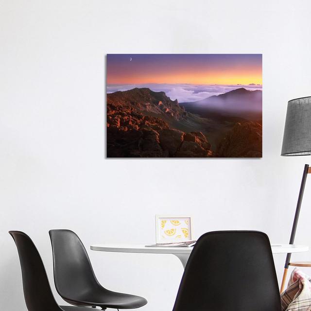 Sunrise and Crescent Moon Overlooking Haleakala Crater, Maui, Hawaii by Tim Fitzharris - Wrapped Canvas Photograph Alpen Home Size: 66.04cm H x 101.6c on Productcaster.