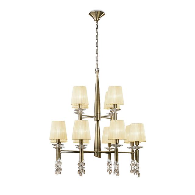 24-Light Shaded Chandelier Mercer41 Finish: White/French Gold on Productcaster.