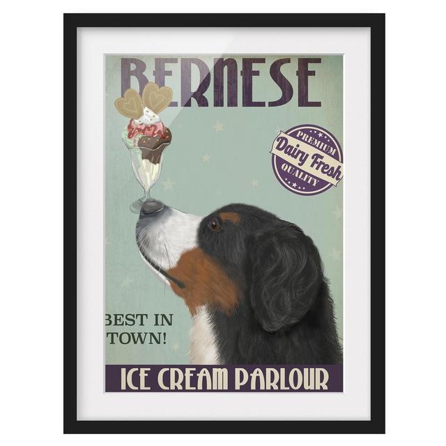 0-0-95/*Picture With Frame - Bernese Mountain Dog With Ice - Portrait 4:3 Maturi Frame Option: Black Framed, Size: 40cm H x 30cm W x 2cm D on Productcaster.