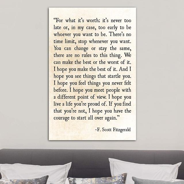 For What Its Worth by Debbra Obertanec - Wrapped Canvas Typography Print Happy Larry Size: 101.6cm H x 66.04cm W x 1.91cm D on Productcaster.