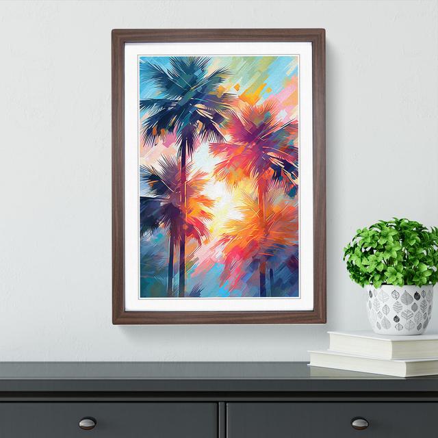 Palm Tree Abstract No.3 - Single Picture Frame Art Prints on Wood 17 Stories Format: Walnut Framed, Size: 46cm H x 34cm W x 2" D on Productcaster.