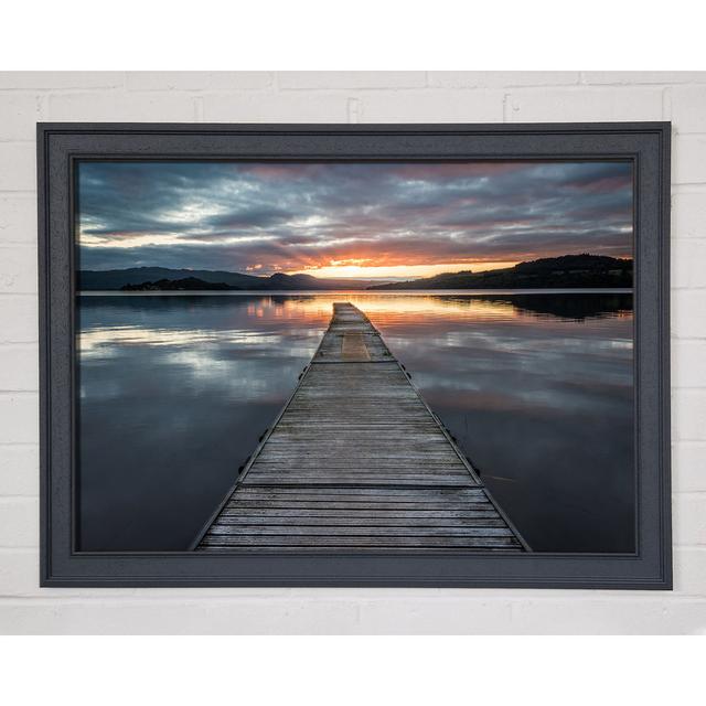 Bridge On The Water Sun Framed Print Highland Dunes Size: 59.7cm H x 84.1cm W x 1.5cm D, Format: White Framed Paper on Productcaster.