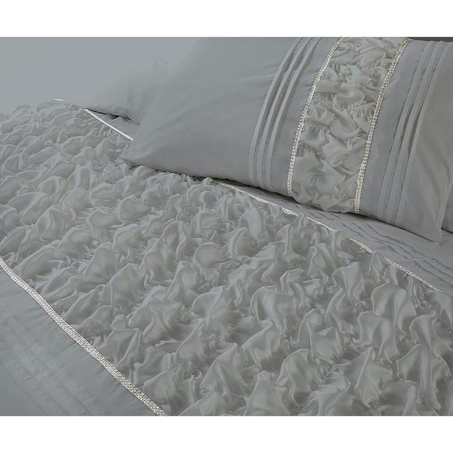 Burk Duvet Cover Set Mercer41 Colour: Silver, Size: Super King Duvet Cover + 2 Standard Pillowcases on Productcaster.