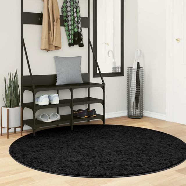 Brooten Solid Colour Machine Woven Black Area Rug Brayden Studio Rug Size: Round 160cm on Productcaster.