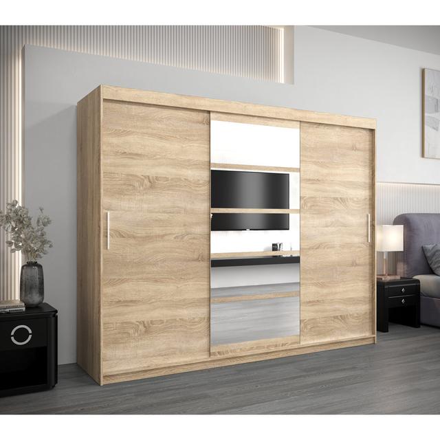 Attif 3 Door Manufactured Wood Wardrobe Brayden Studio Colour: Sonoma Oak on Productcaster.