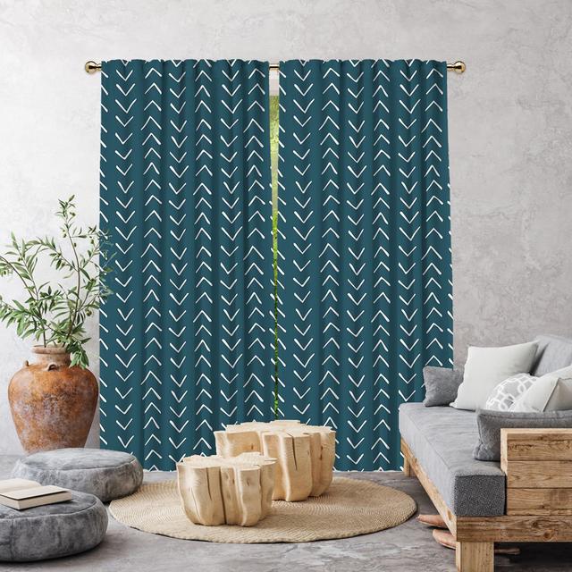 Polyester Semi Sheer Tab Top Curtain Pair (Set of 2) Lilijan Home & Curtain Panel Size: 140cm Width x 245cm Drop, Curtain Colour: Indigo Blue on Productcaster.