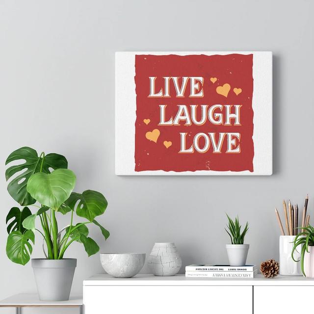 Live Laugh Love - Wrapped Canvas Print Blue Elephant Size: 28cm H x 36cm W on Productcaster.