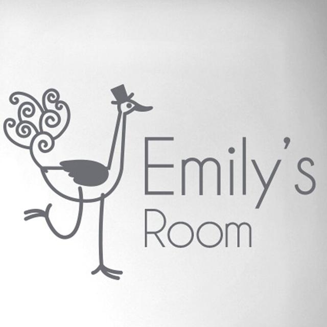 Personalised Ostrich Door Room Wall Sticker Maturi Colour: Grey, Customize: Yes on Productcaster.