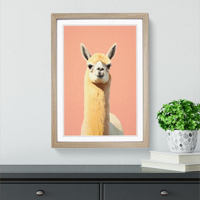 Llama Minimalism No.2 - Single Picture Frame Print on Wood World Menagerie Format: Oak Framed, Size: 64cm H x 46cm W x 2cm D on Productcaster.