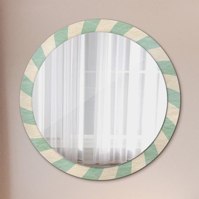 Huldar Round Glass Framed Wall Mounted Accent Mirror in White/Blue East Urban Home on Productcaster.