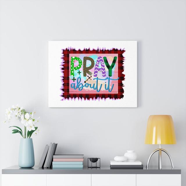 Pray about It - Wrapped Canvas Typography Blue Elephant Size: 61cm H x 76cm W on Productcaster.