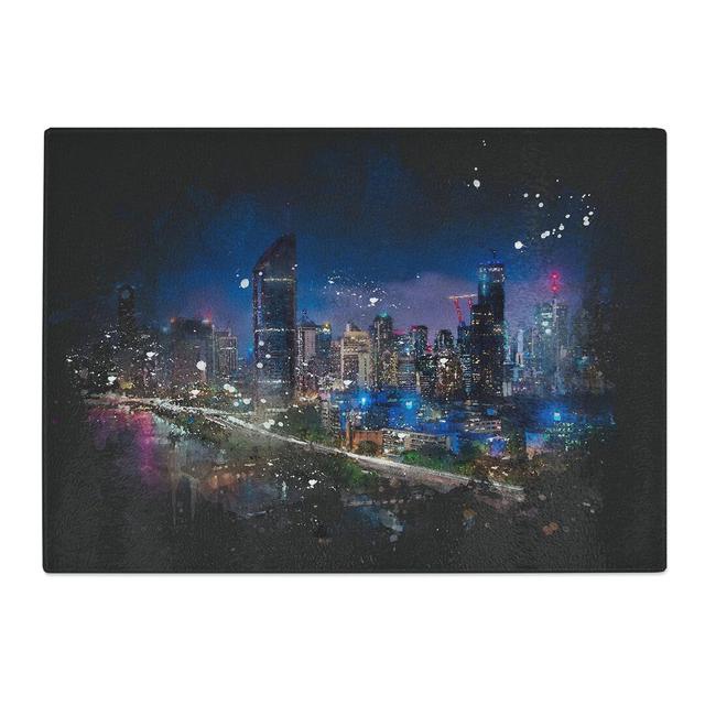 Tempered Glass Brisbane City Skyline Australia Chopping Board East Urban Home Size: 20 cm x 28.5 cm on Productcaster.