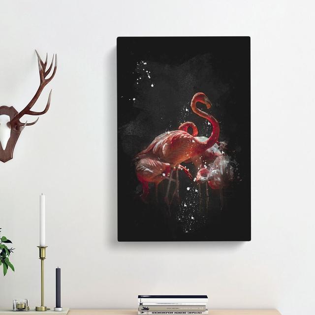 Pink Flamingos - Wrapped Canvas Painting Print East Urban Home Size: 76cm H x 50cm W x 3cm D on Productcaster.