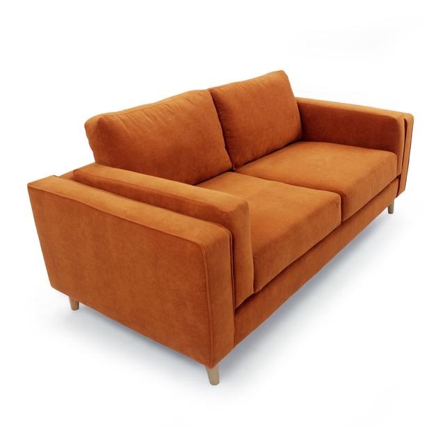 Deavian 4 Seater Loveseat Sofa Ebern Designs Upholstery Colour: Burnt Orange, Leg Colour: Chrome on Productcaster.