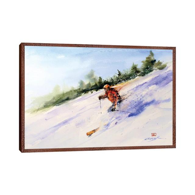 Downhill Master by Dean Crouser - Painting on Canvas Ebern Designs Format: Classic Brown Wood Framed, Size: 45.72cm H x 66.04cm W x 3.81cm D on Productcaster.