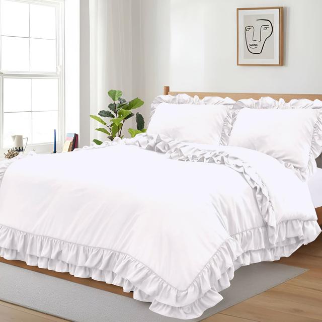 Proctorville Cotton Blend Duvet Cover Set Set Rosdorf Park Colour: White, Size: Kingsize - 2 Standard Pillowcases on Productcaster.