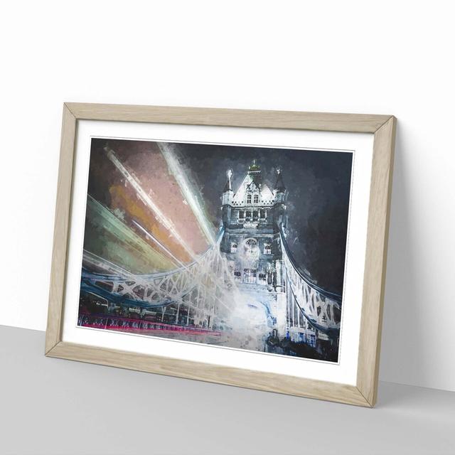 The Tower Bridge in London England in Abstract - Picture Frame Painting Print East Urban Home Frame Option: Oak, Size: 50cm H x 76cm W x 2cm D on Productcaster.