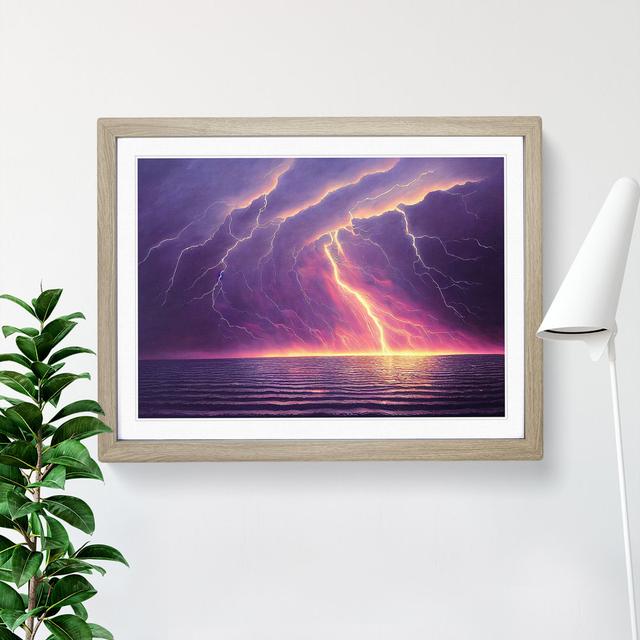 Eye Catching Ocean Thunderstorm - Picture Frame Painting Metro Lane Size: 46cm H x 64cm W x 2cm D, Frame Colour: Oak on Productcaster.