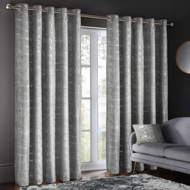 Aariella Polyester Grommet / Eyelet Curtain Panel Fairmont Park Panel Size: 90cm Width x 90cm Drop, Curtain Colour: Silver on Productcaster.