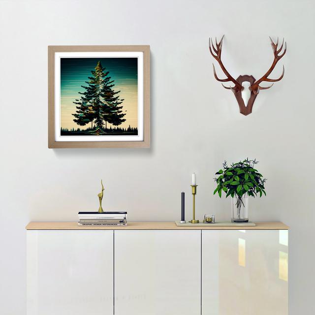 Pine Tree Glitch - Single Picture Frame Print on Wood Alpen Home Frame Colour: Oak on Productcaster.