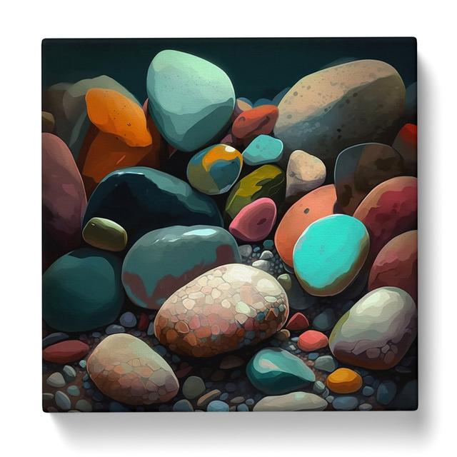 Pebbles Gestural Art House of Hampton Size: 50cm H x 50cm W x 3cm D on Productcaster.