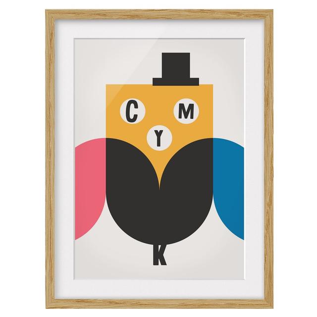 CMYK Owl Graphic - Picture Frame Graphic Art Metro Lane Size: 70cm H x 50cm W x 2cm D, Frame Option: Brown Framed on Productcaster.